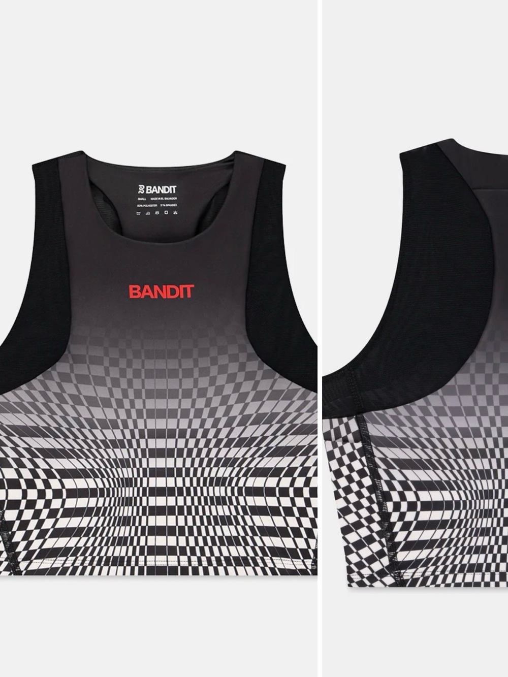 Bandit Grand Prix 2026 RACE CROP in Black, Wht & Gray with Red Logo XS